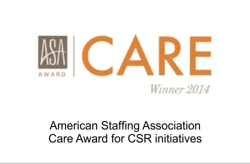 American staffubg assiciation care award for CSR initiatives